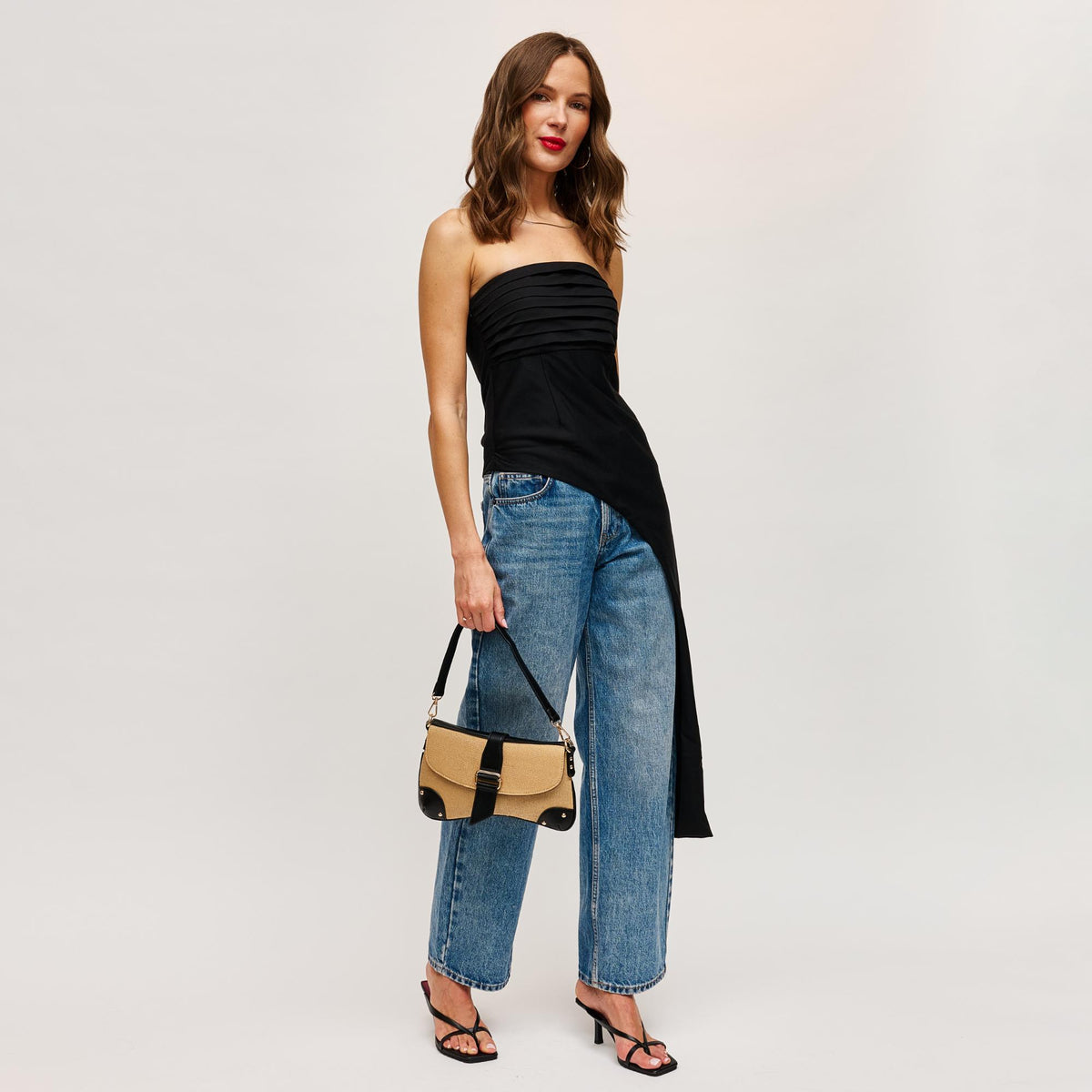 Woman wearing Natural Black Urban Expressions Hollee Crossbody 840504208560 View 4 | Natural Black
