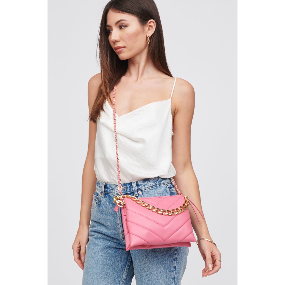 Woman wearing Bubblegum Urban Expressions Andie Crossbody 818209015639 View 1 | Bubblegum