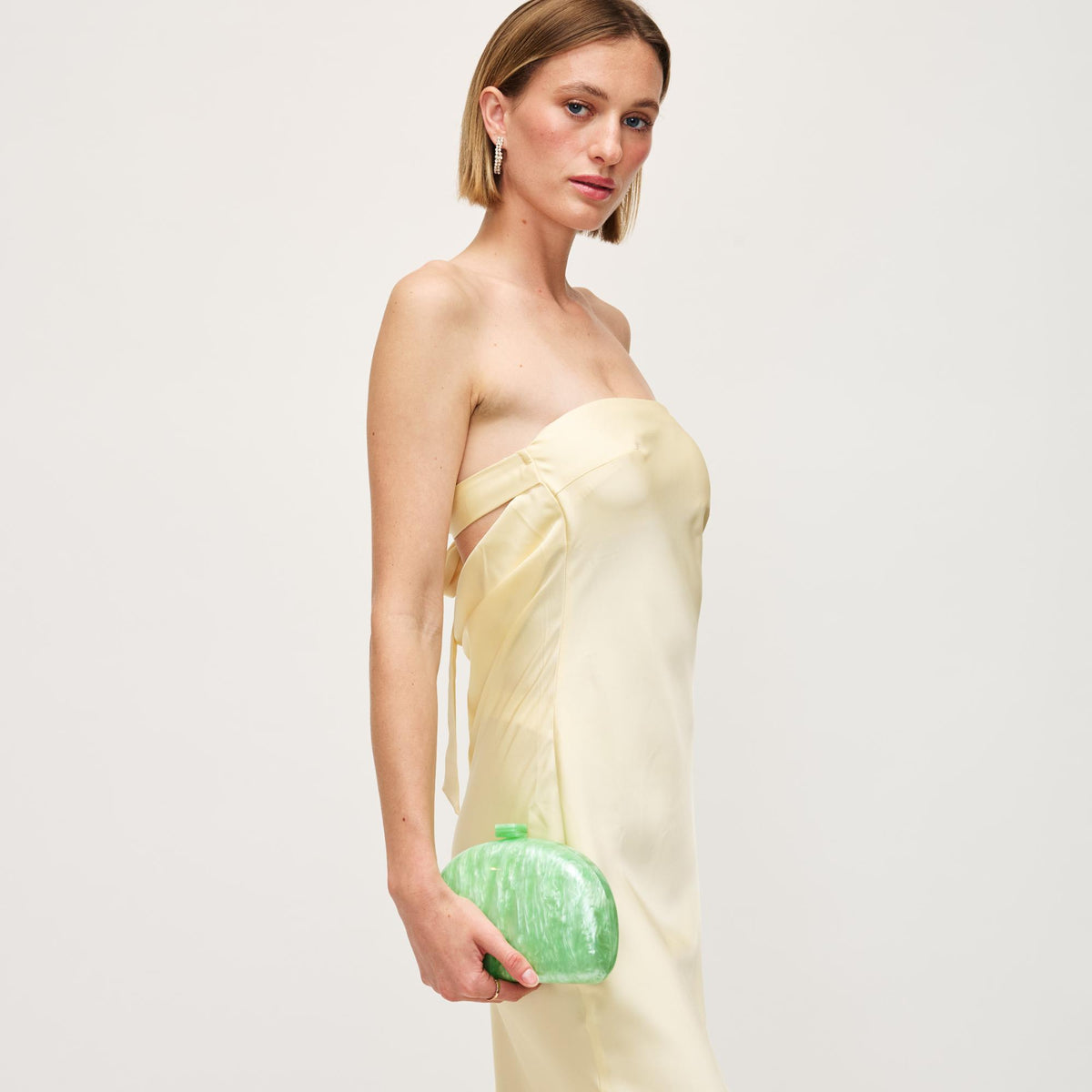 Woman wearing Light Green Urban Expressions Morgan Evening Bag 840611151506 View 3 | Light Green