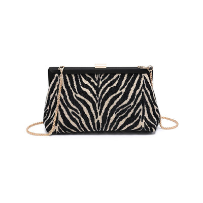 Urban Expressions Samira - Zebra Evening Bag 840504214479 View 1 | Natural Black