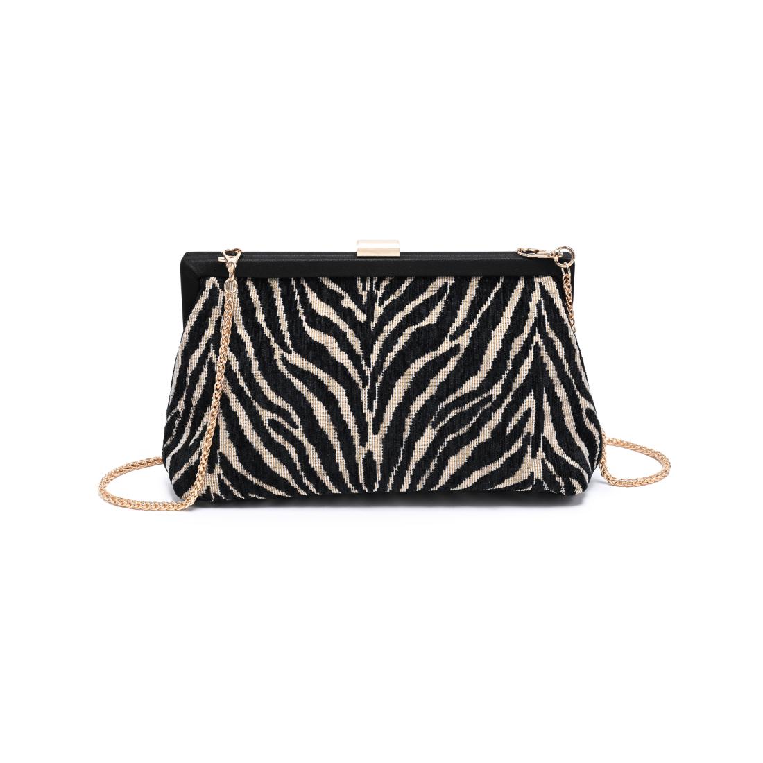 Urban Expressions Samira - Zebra Evening Bag 840504214479 View 1 | Natural Black
