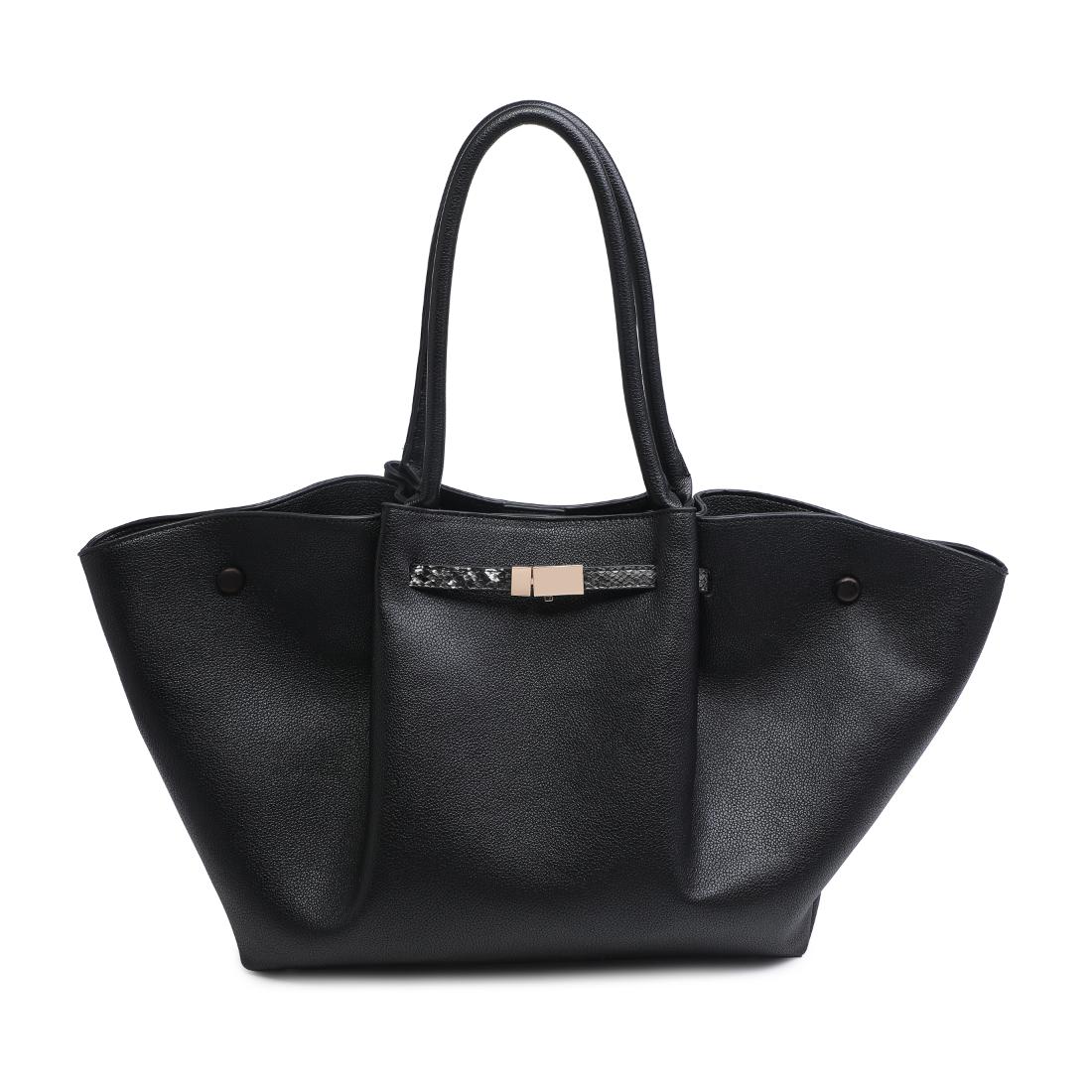 Urban Expressions Kaia - Python Trim Tote 840504214202 View 1 | Black Snake