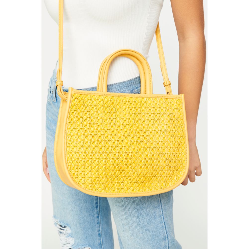 Woman wearing Mustard Urban Expressions Carmen Crossbody 840611169426 View 2 | Mustard