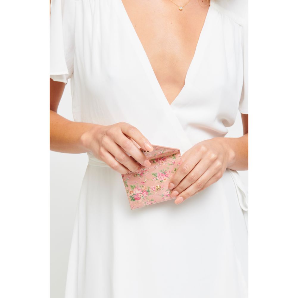 Woman wearing Pink Urban Expressions Lea Floral Wallet 840611181930 View 2 | Pink