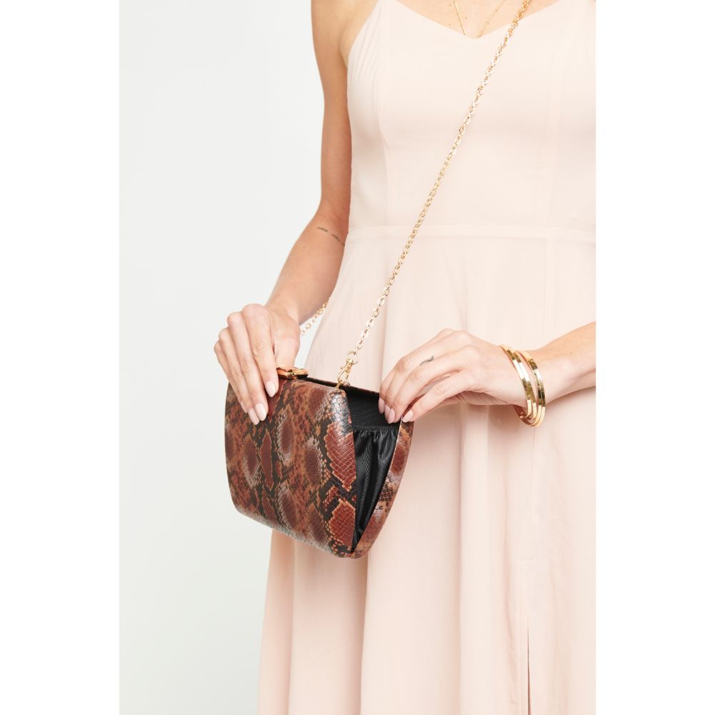 Woman wearing Chocolate Multi Urban Expressions Nashville Evening Bag 840611164209 View 2 | Chocolate Multi