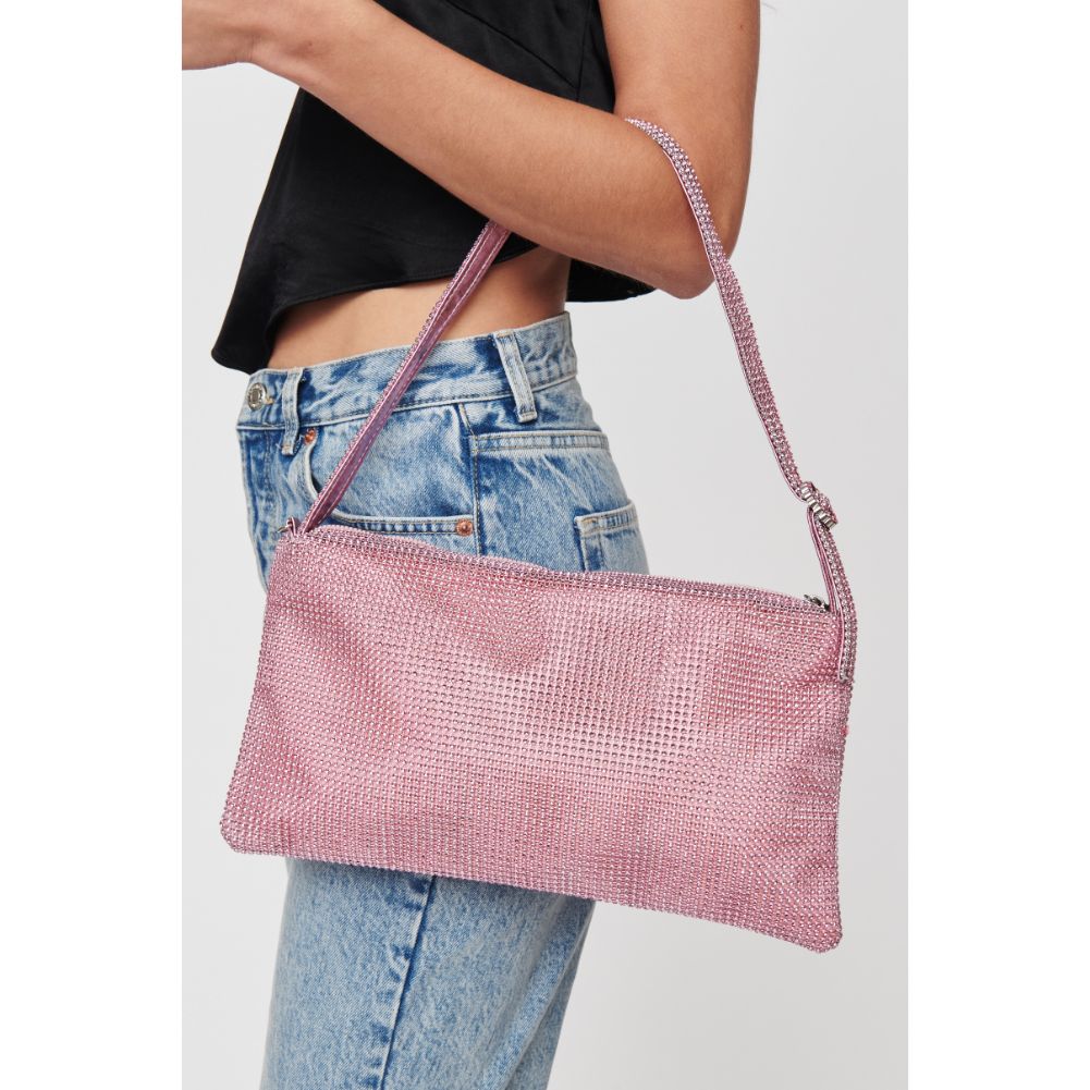 Woman wearing Pink Urban Expressions Glenda Evening Bag 840611104885 View 4 | Pink