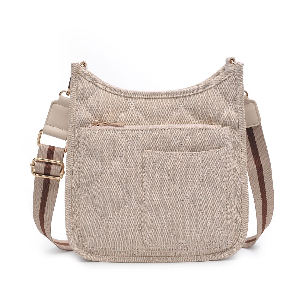 Woman wearing Oatmeal Urban Expressions Harlie Crossbody NA-840611102744 View 5 | Oatmeal