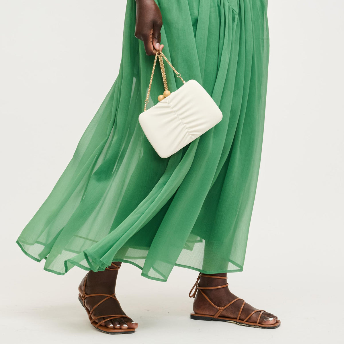 Woman wearing Ivory Urban Expressions Gianna Evening Bag 840504204562 View 3 | Ivory