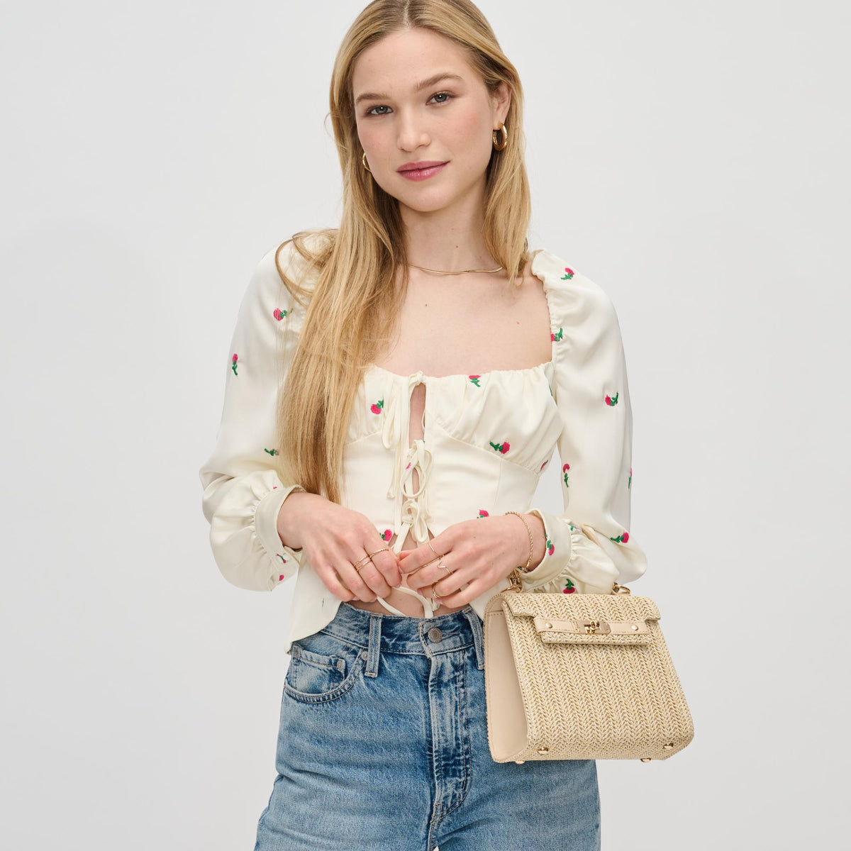 Woman wearing Ivory Urban Expressions Violet Crossbody 840611126061 View 3 | Ivory