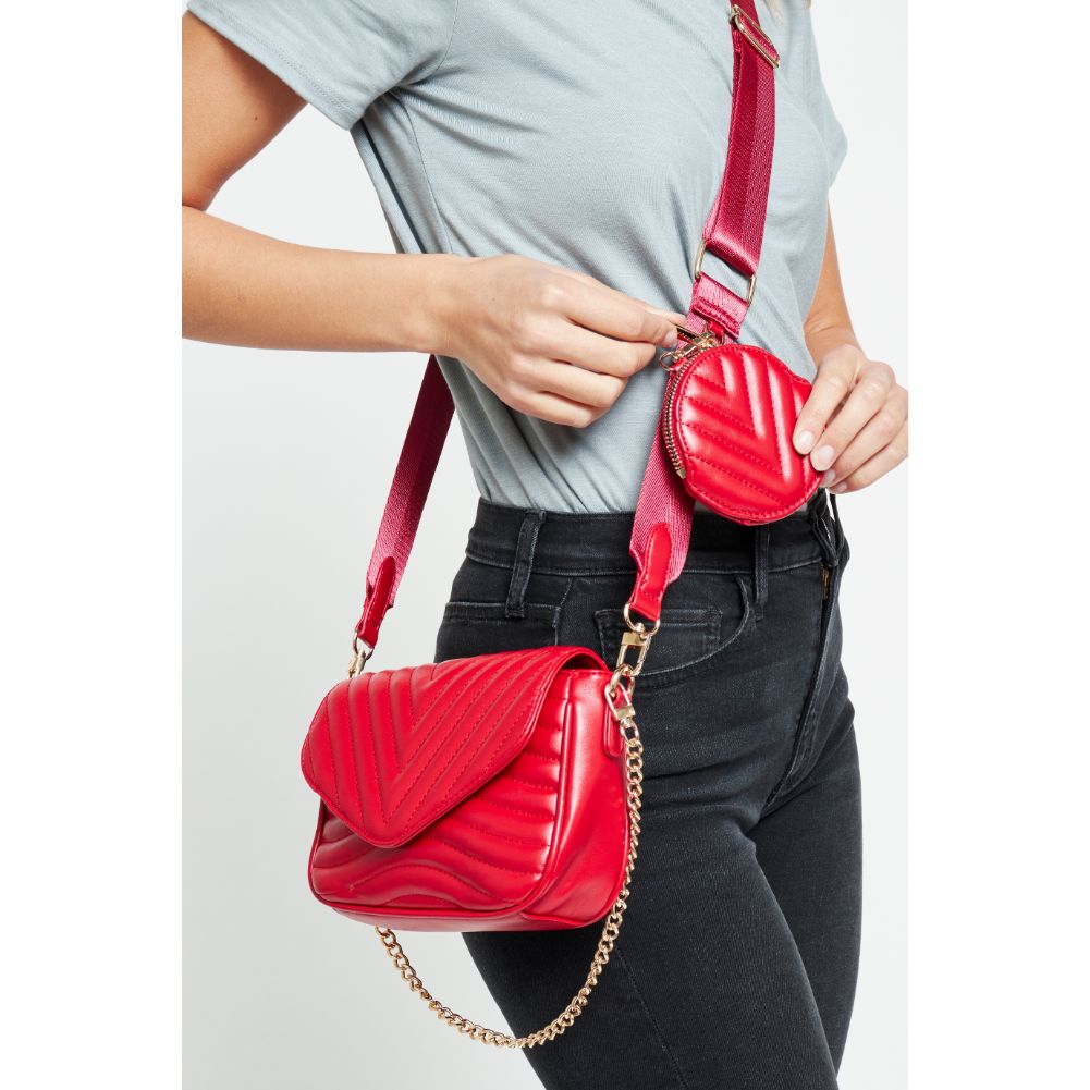 Woman wearing Red Urban Expressions Rayne Crossbody 840611176981 View 2 | Red