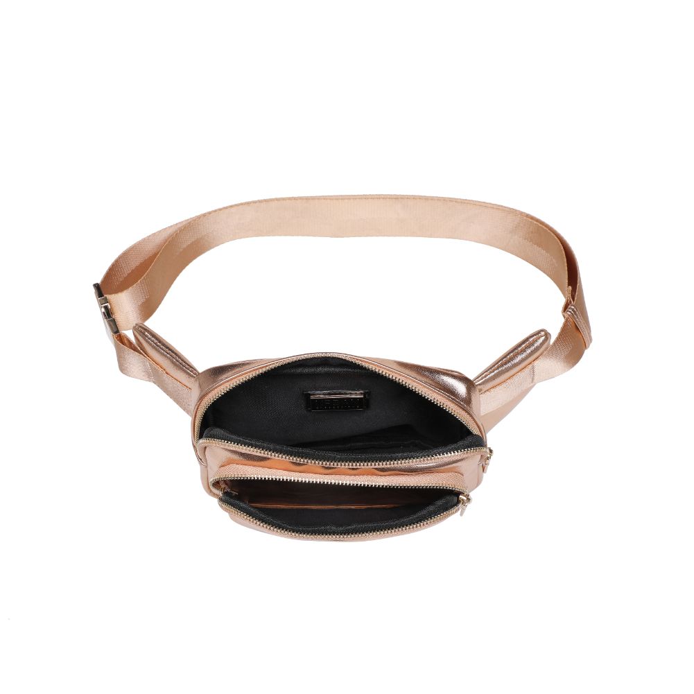 Woman wearing Rose Gold Urban Expressions Minnie Belt Bag 840611120878 View 9 | Rose Gold