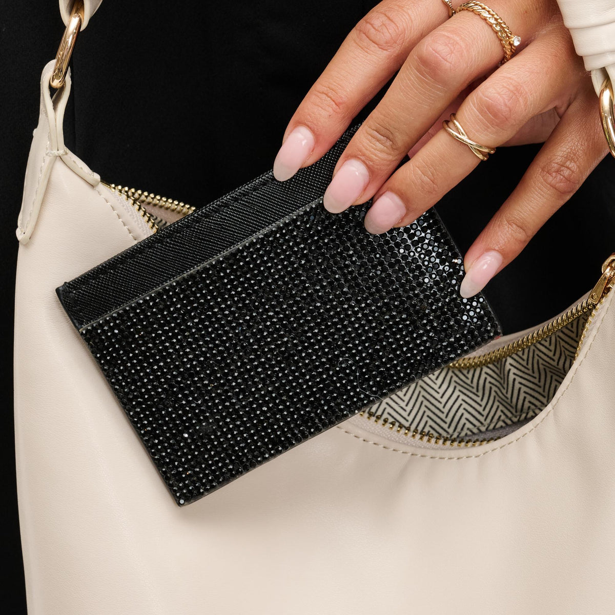 Woman wearing Black Urban Expressions Gigi Card Holder 840611126580 View 1 | Black