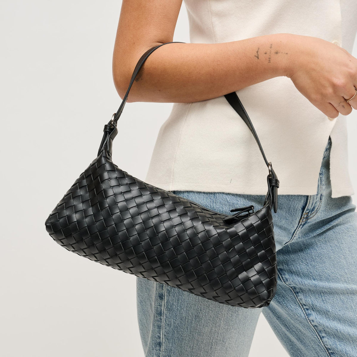 Woman wearing Black Urban Expressions Audrey Shoulder Bag 840504204050 View 4 | Black