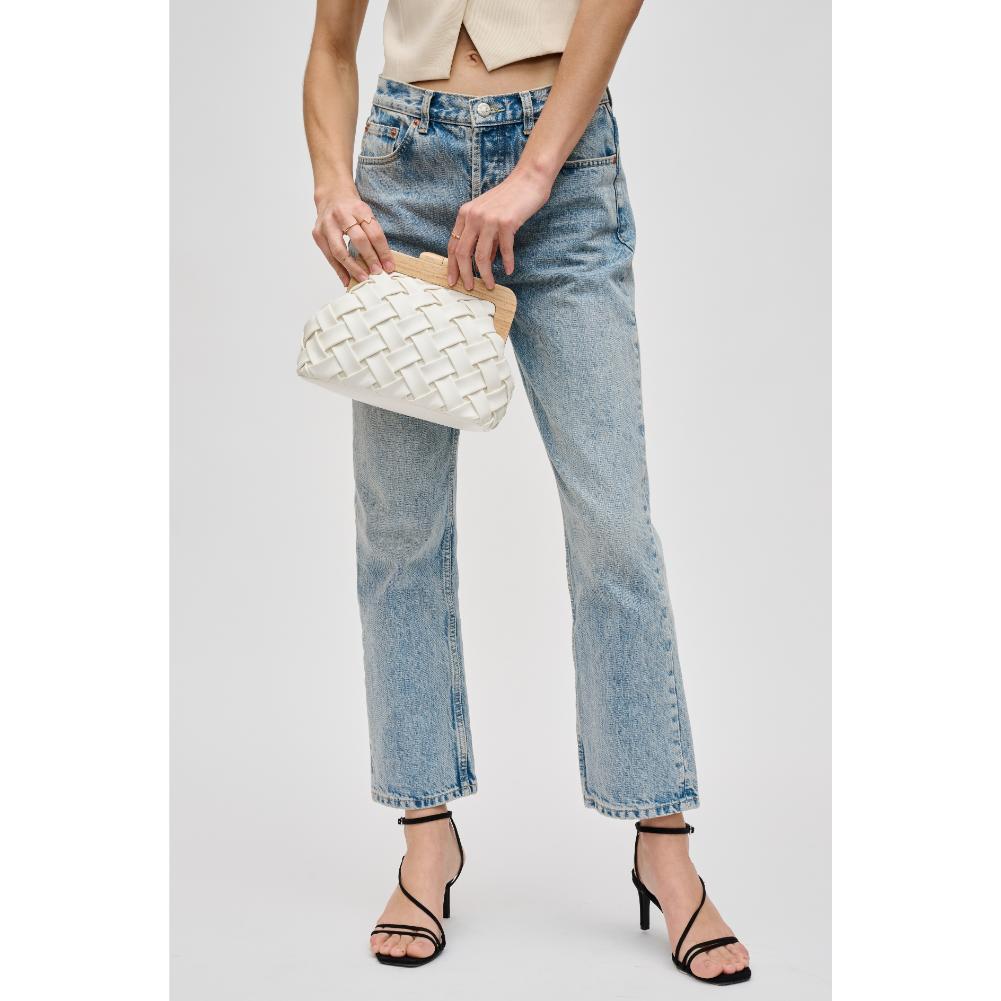 Woman wearing White Urban Expressions Matilda Clutch 840611192080 View 2 | White
