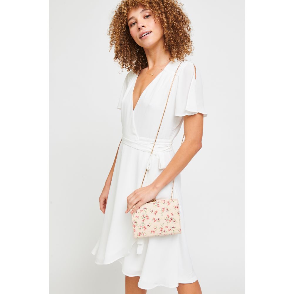 Woman wearing Cream Urban Expressions Elijah - Floral Clutch 840611181497 View 4 | Cream