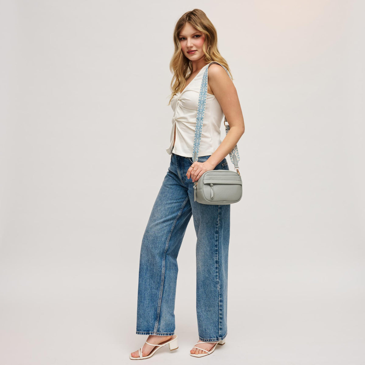 Woman wearing Blue Urban Expressions Maybrook Crossbody 840504203510 View 3 | Blue