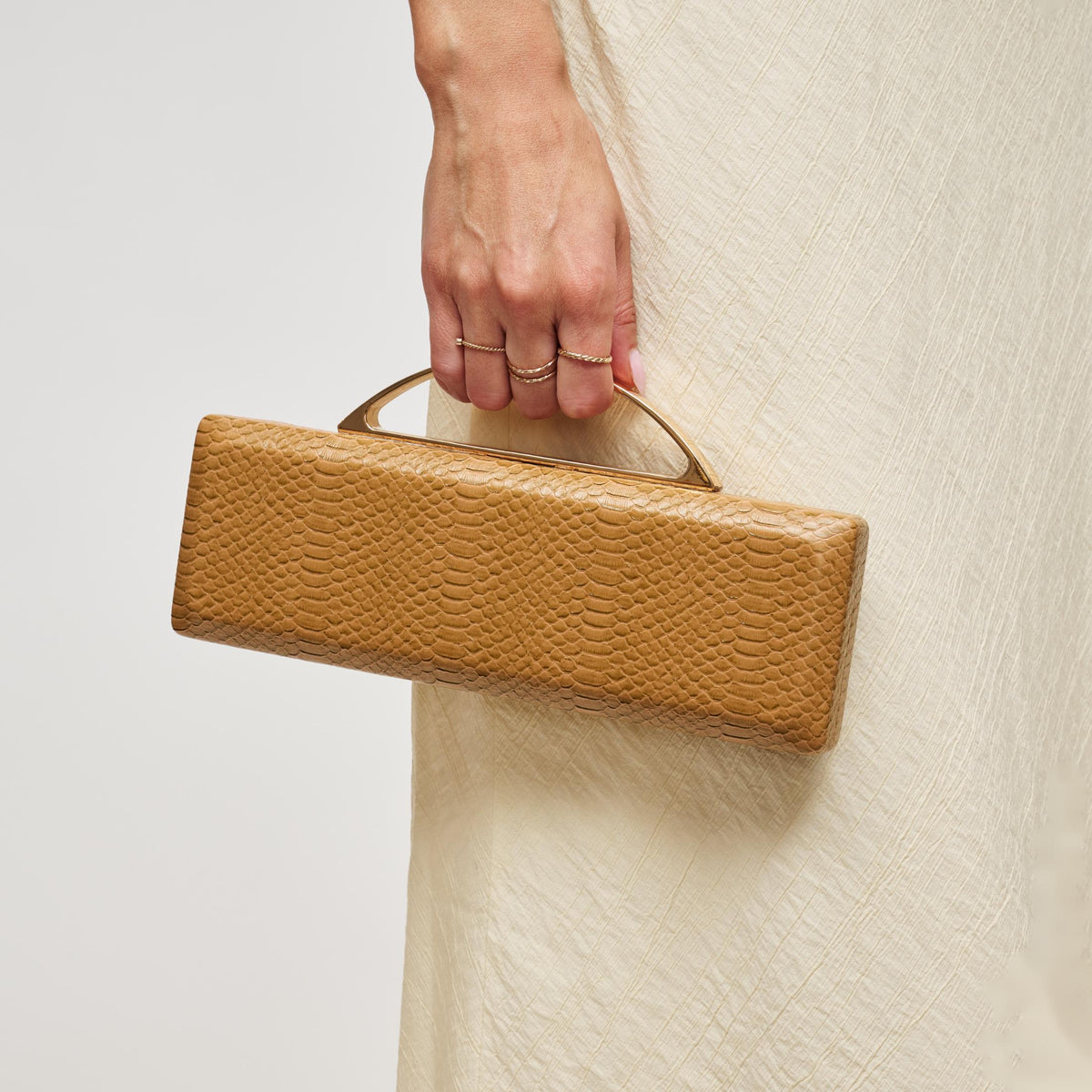 Woman wearing Mustard Urban Expressions Banks Clutch 840504212079 View 1 | Mustard