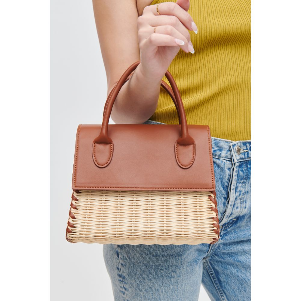 Woman wearing Cognac Urban Expressions Caspian Crossbody 840611106865 View 4 | Cognac