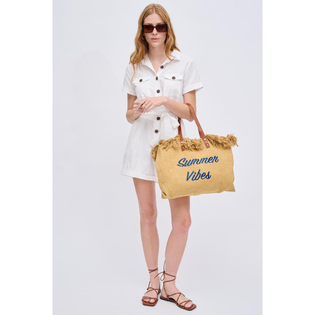 Woman wearing Natural Urban Expressions Summer Vibes Tote 840611127938 View 3 | Natural