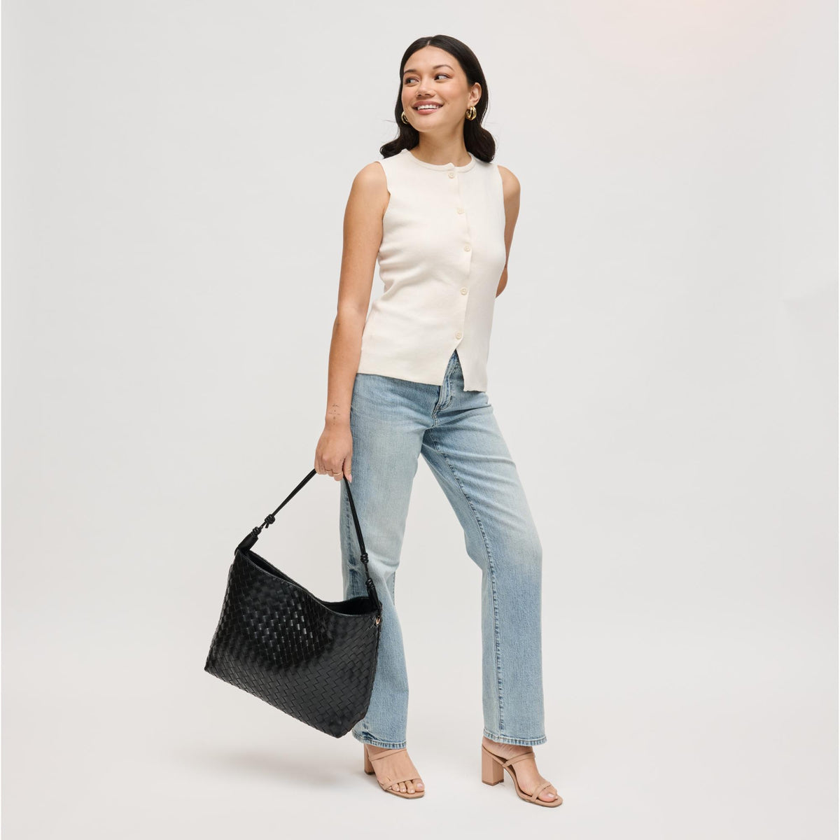 Woman wearing Black Urban Expressions Theo Hobo 840504205576 View 2 | Black