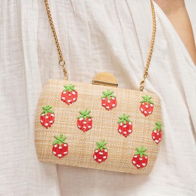 Woman wearing Strawberries Urban Expressions Pebbles Evening Bag 840504207945 View 1 | Strawberries
