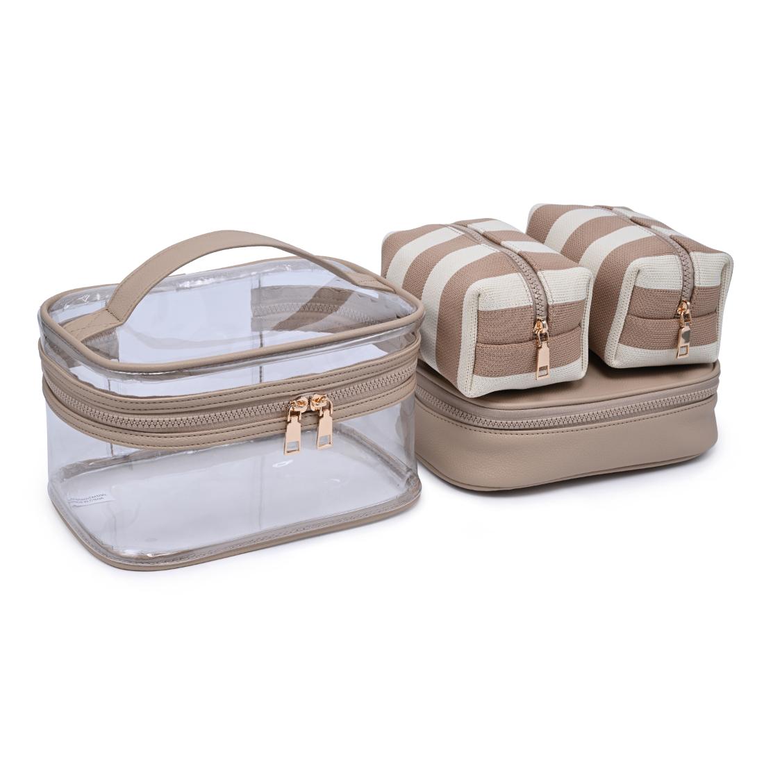Woman wearing Natural Ivory Urban Essentials Essential Stripes - 4 Piece Train Case Set 840504215681 View 2 | Natural Ivory