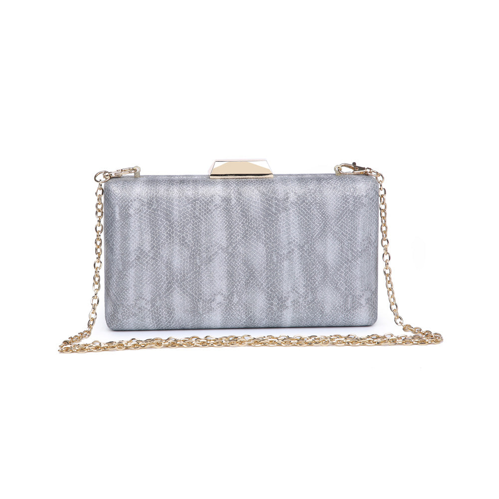 Product Image of Urban Expressions Flora Metallic Snake Evening Bag NA-840611157034 View 1 | Silver