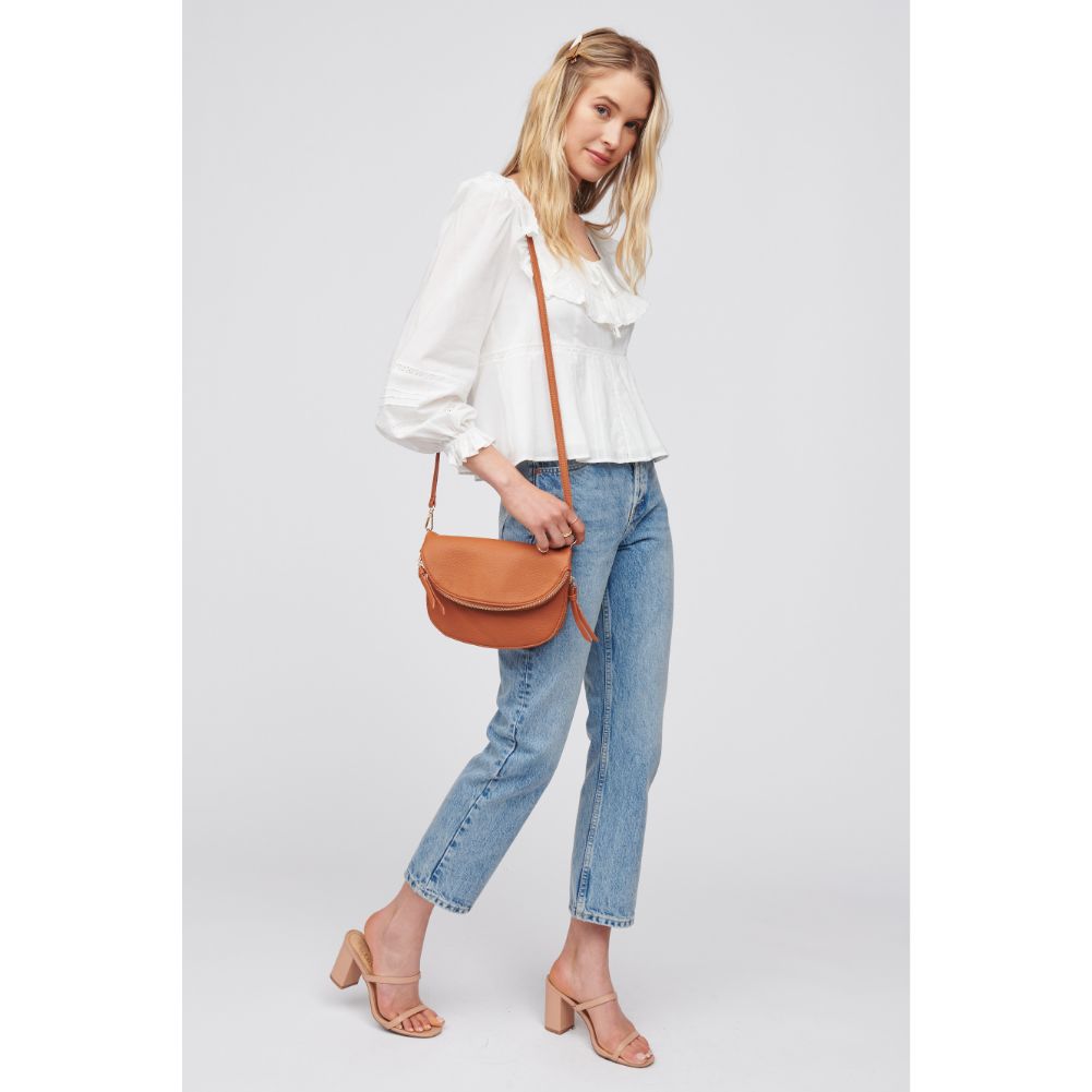Woman wearing Tan Urban Expressions Holly Crossbody 818209015844 View 4 | Tan