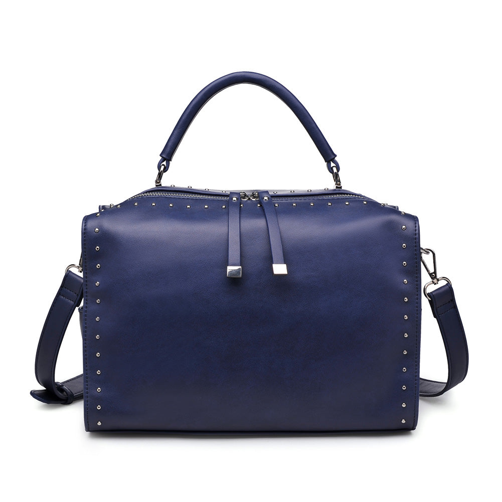 Woman wearing Navy Urban Expressions Madden Satchel 840611153746 View 5 | Navy