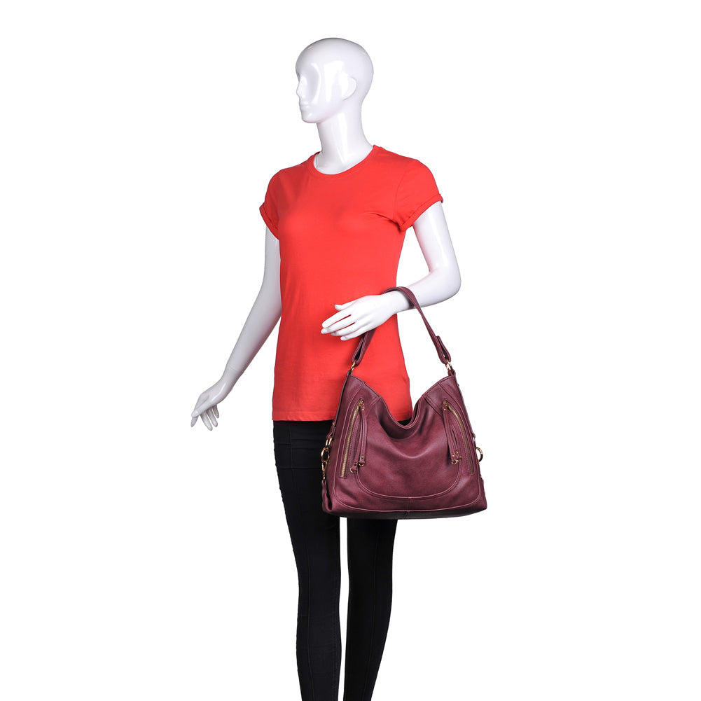 Product Image of Urban Expressions Jessica Pebble Satchel NA-840611155221 View 5 | Burgundy
