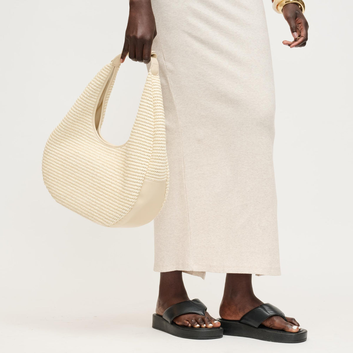Woman wearing Ivory Urban Expressions Zoey Tote 840504204753 View 4 | Ivory