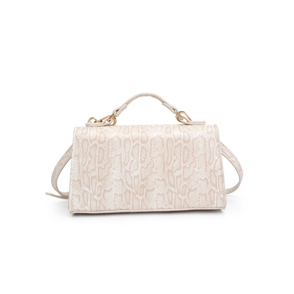 Woman wearing Cream Urban Expressions Georgina Snake Crossbody 840611171962 View 3 | Cream
