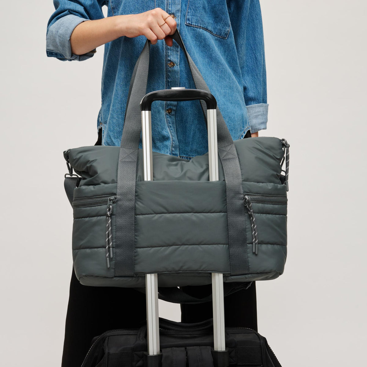 Woman wearing Carbon Urban Expressions Everywhere Tote 840504209932 View 2 | Carbon