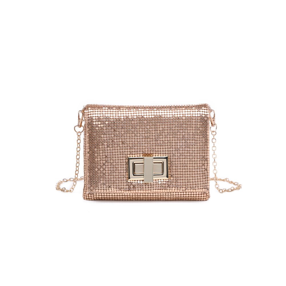 Woman wearing Rose Gold Urban Expressions Brandy Evening Bag 818209012409 View 5 | Rose Gold