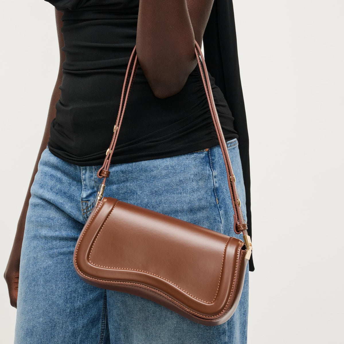 Woman wearing Chocolate Urban Expressions Max Shoulder Bag 840504208423 View 1 | Chocolate