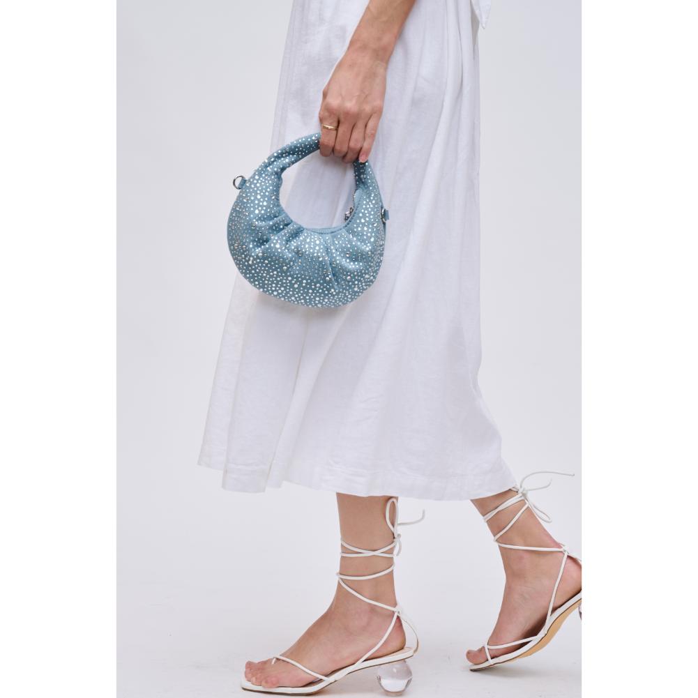 Woman wearing Denim Urban Expressions Kimmie Crossbody 840611155177 View 2 | Denim