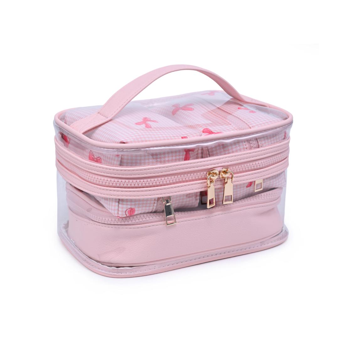 Urban Essentials Bow & Tell - 4 Piece Train Case Set 840504215650 View 6 | Pink Bow