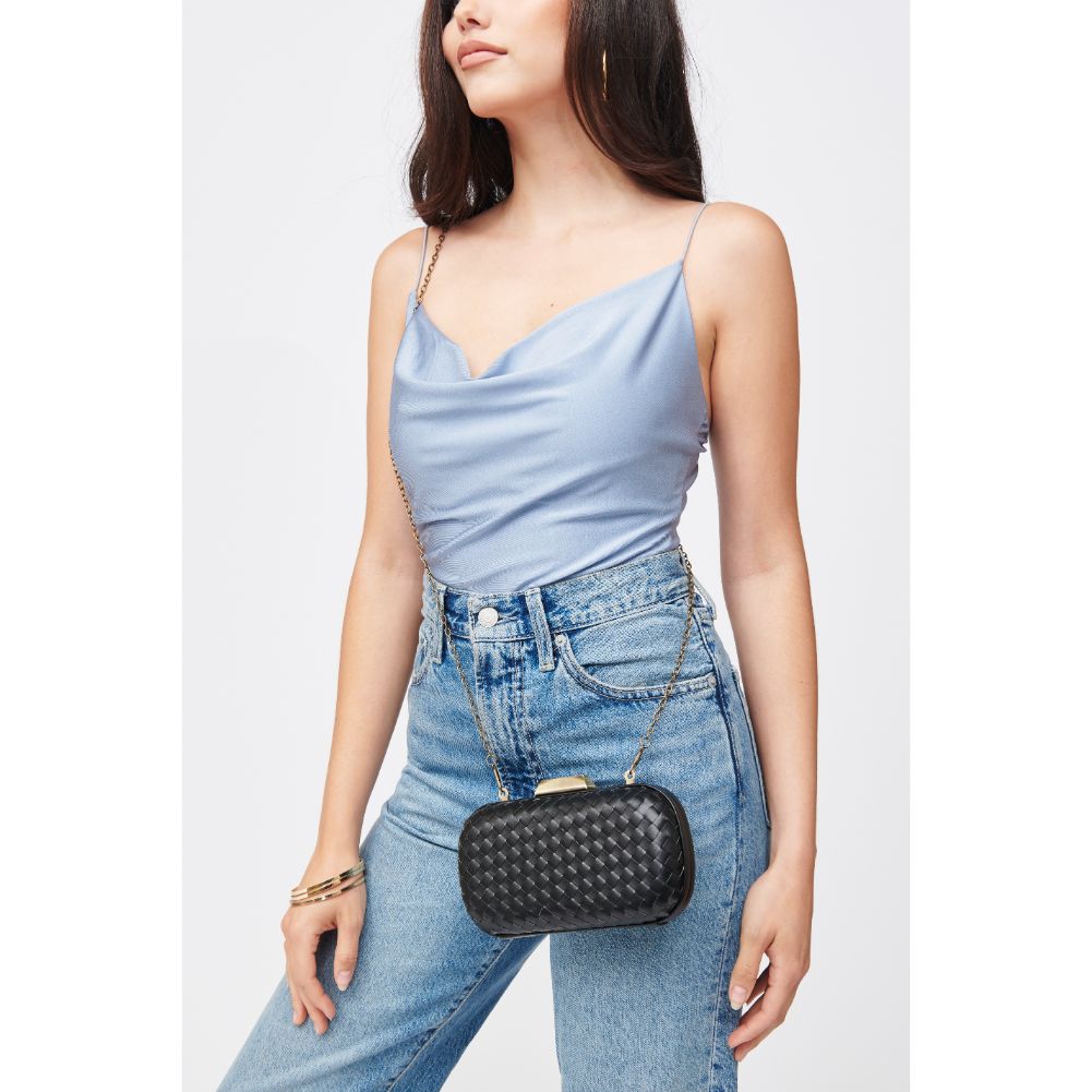 Woman wearing Black Urban Expressions Chrome Evening Bag 840611183408 View 1 | Black