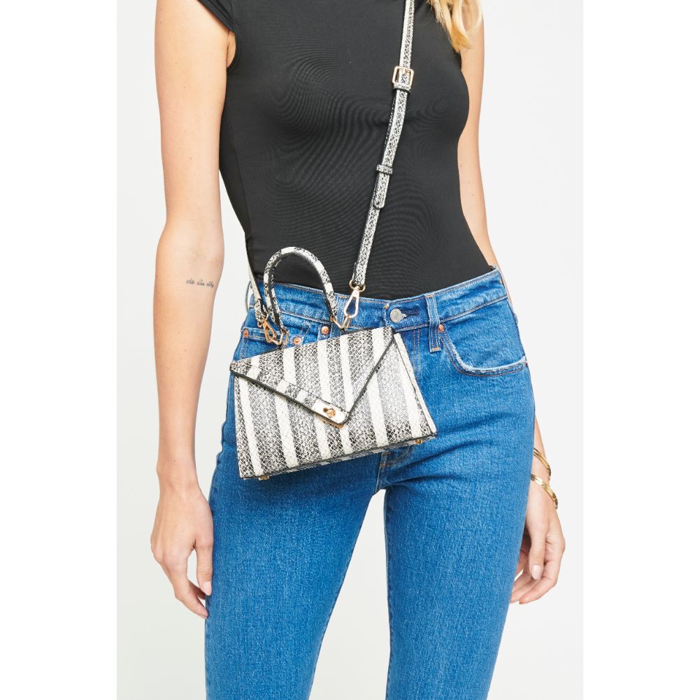 Woman wearing Black White Urban Expressions Blake Crossbody 840611174697 View 1 | Black White