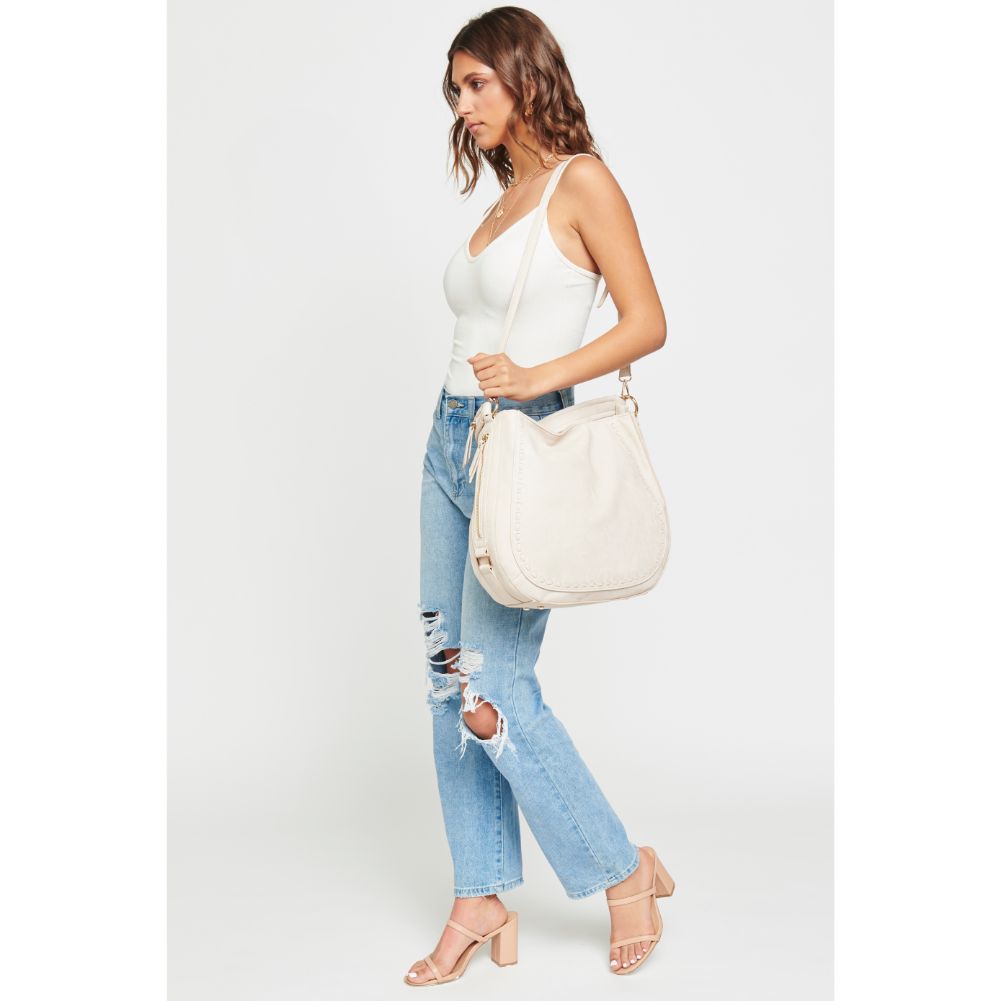 Woman wearing Ivory Urban Expressions Kailey Hobo NA-840611160256 View 1 | Ivory