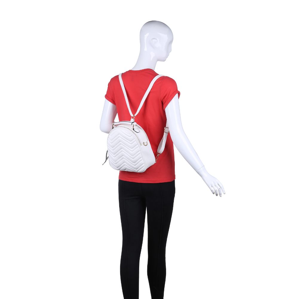 Product Image of Urban Expressions Constance V Stitch Double Zip Backpack 840611168641 View 5 | White