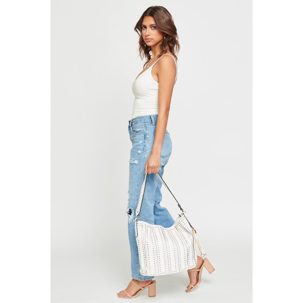 Woman wearing White Urban Expressions Nicola Hobo NA-840611126375 View 3 | White