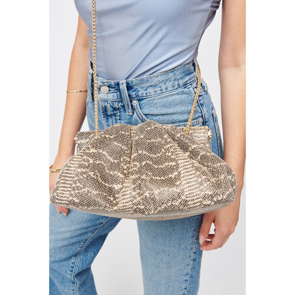 Woman wearing Camel Urban Expressions Keri Clutch 840611185280 View 2 | Camel