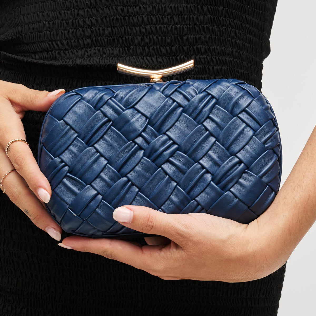 Woman wearing Midnight Urban Expressions Rya Evening Bag 840611199904 View 4 | Midnight