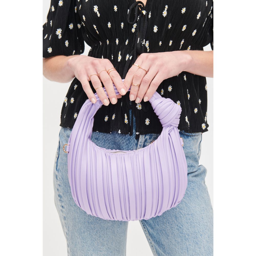 Woman wearing Lavender Urban Expressions Fawna  - Pleated Crossbody 840611106421 View 4 | Lavender