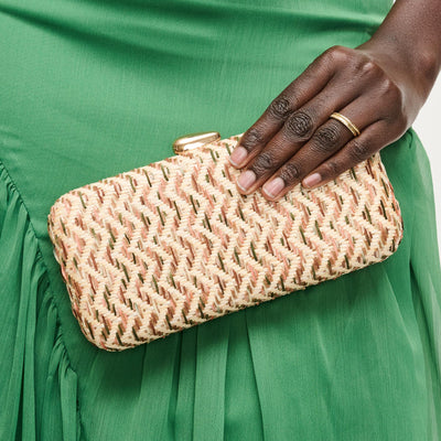 Woman wearing Beige Multi Urban Expressions Valentina Evening Bag 840504206498 View 1 | Beige Multi