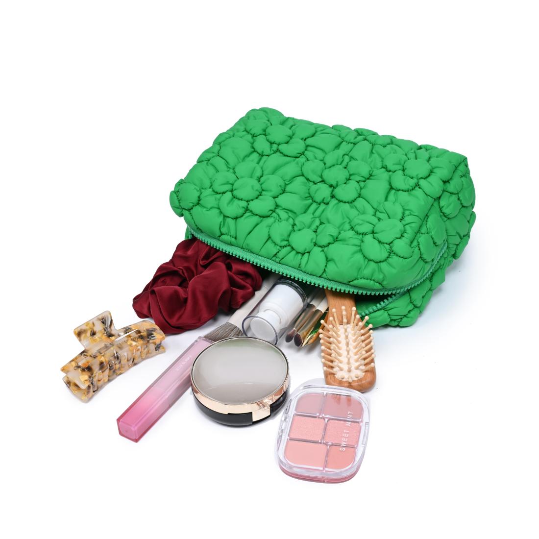 Woman wearing Fuchsia Urban Expressions Flora Pop - Nylon Cosmetic Pouch 840611144195 View 1 | Fuchsia