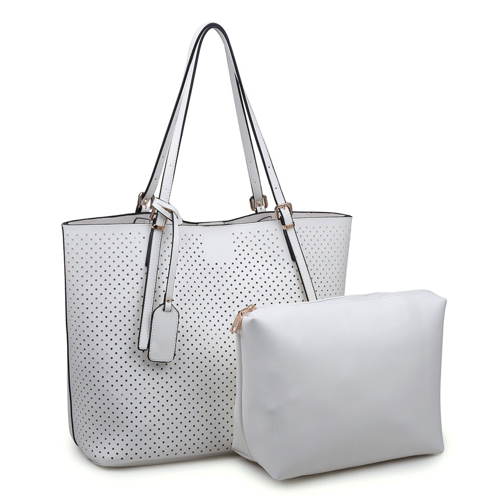 Woman wearing White Urban Expressions Payson Tote NA-840611141040 View 2 | White