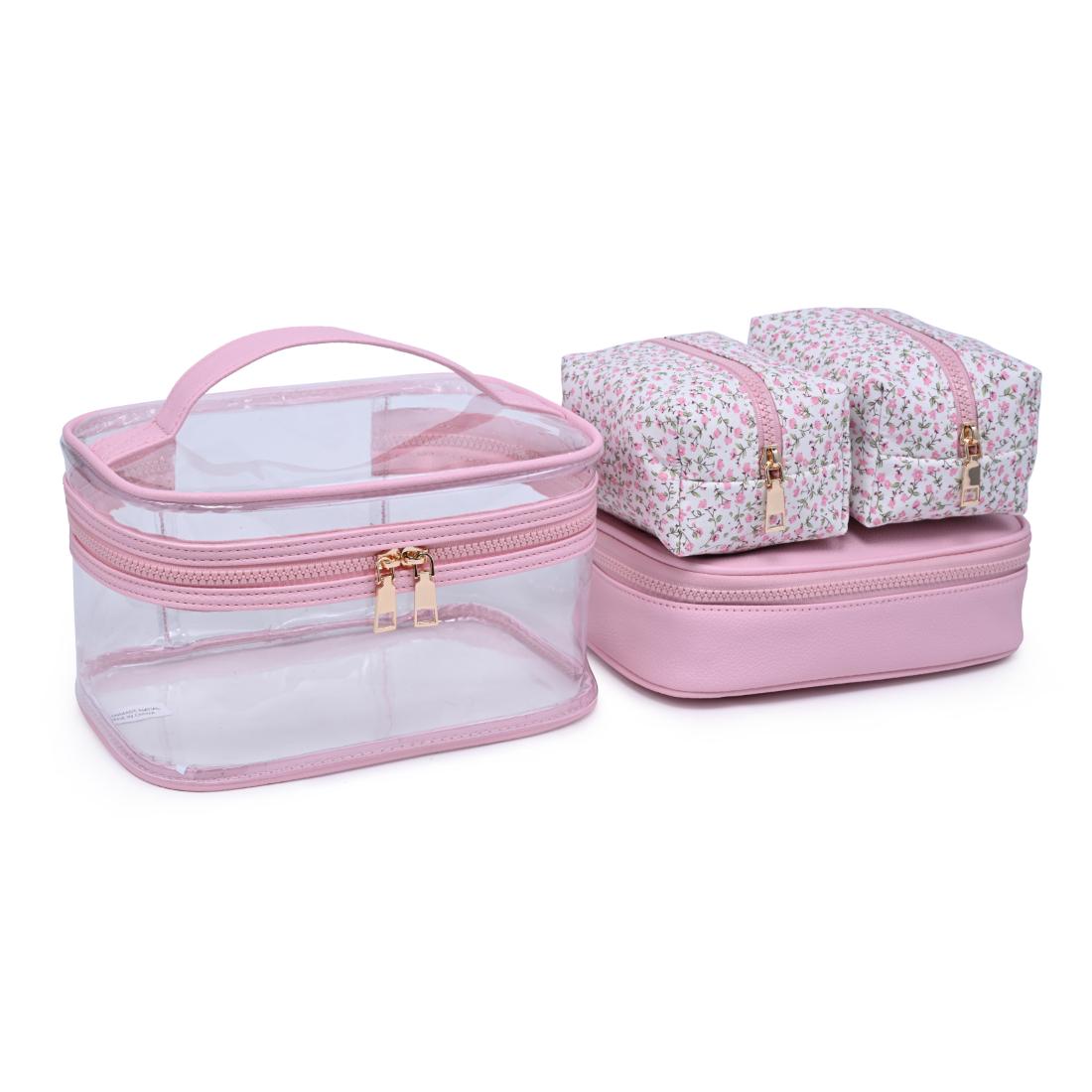 Woman wearing Soft Blush Floral Urban Essentials Garden Glow - 4 Piece Train Case Set 840504215773 View 2 | Soft Blush Floral