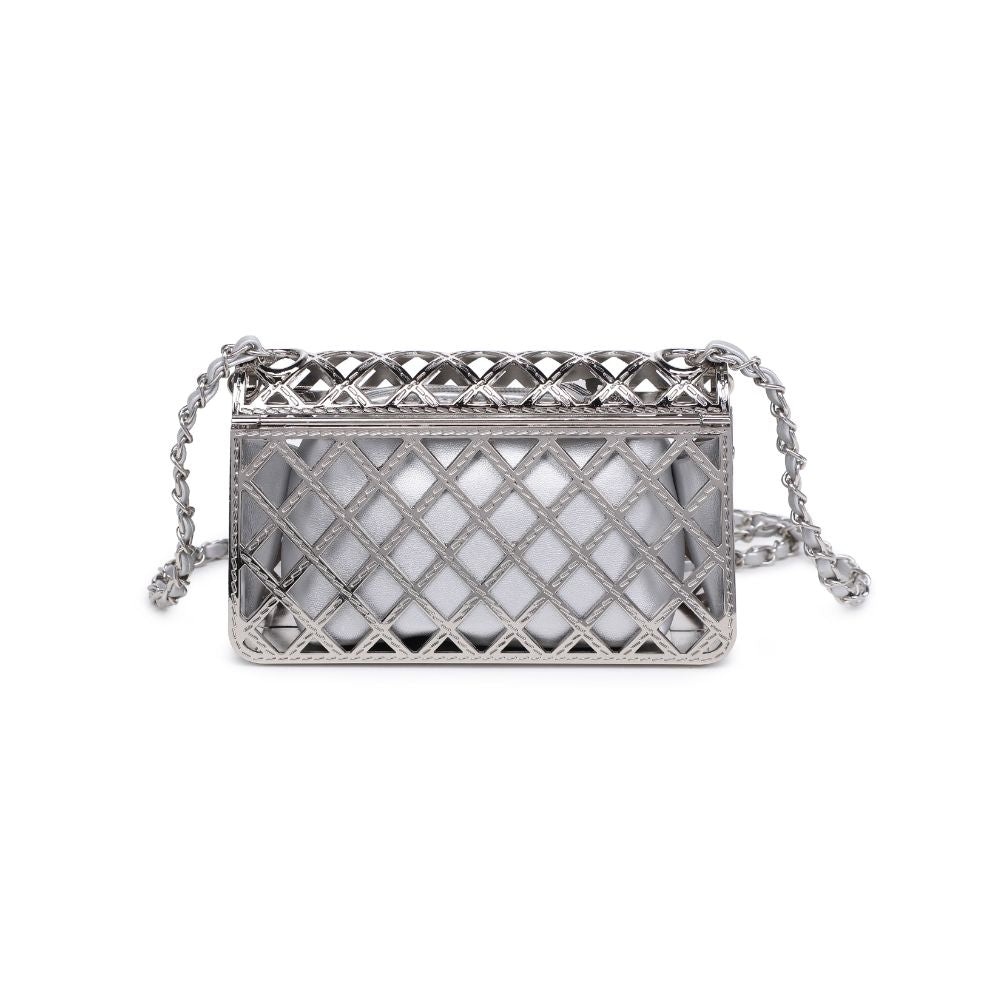 Woman wearing Silver Urban Expressions Georgina Evening Bag 840611116734 View 7 | Silver